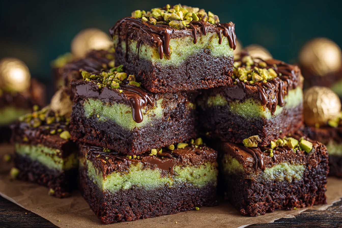 Ferrero Rocher Pistachio Brownies Recipe Easy Ferrero Rocher Pistachio Brownies Homemade Ferrero Rocher Pistachio Brownies...