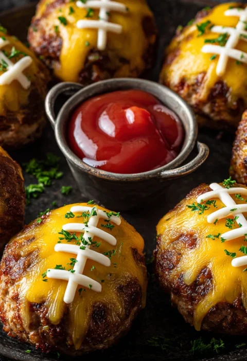 Game Day Football Meatloaf Recipes Mini Meatloaf Appetizers For Sports Fans Touchdown Themed Mini Meatloaves Easy Football...