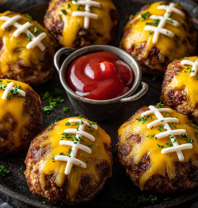 Game Day Football Meatloaf Recipes Mini Meatloaf Appetizers For Sports Fans Touchdown Themed Mini Meatloaves Easy Football...