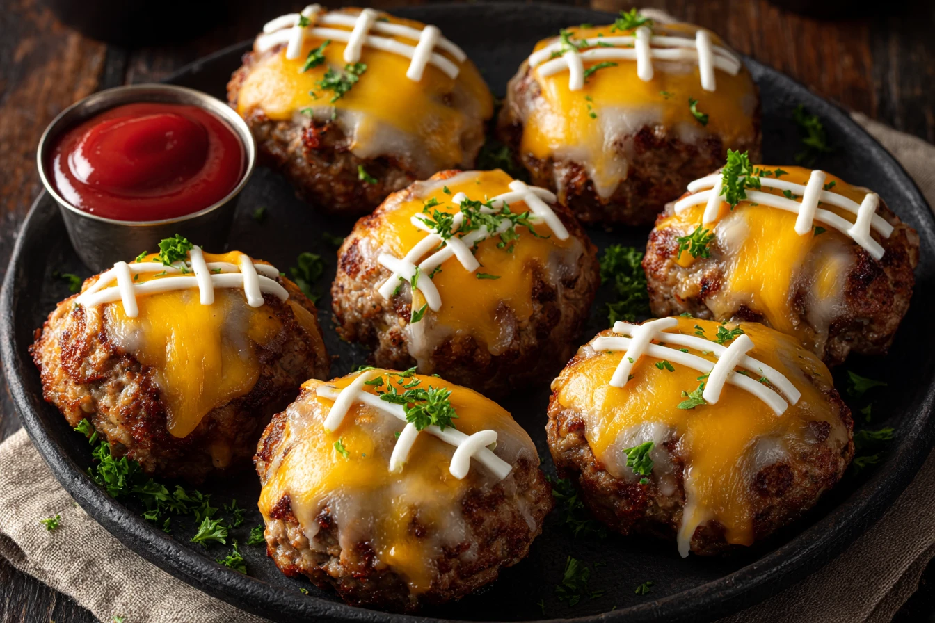 Game Day Football Meatloaf Recipes Mini Meatloaf Appetizers For Sports Fans Touchdown Themed Mini Meatloaves Easy Football...