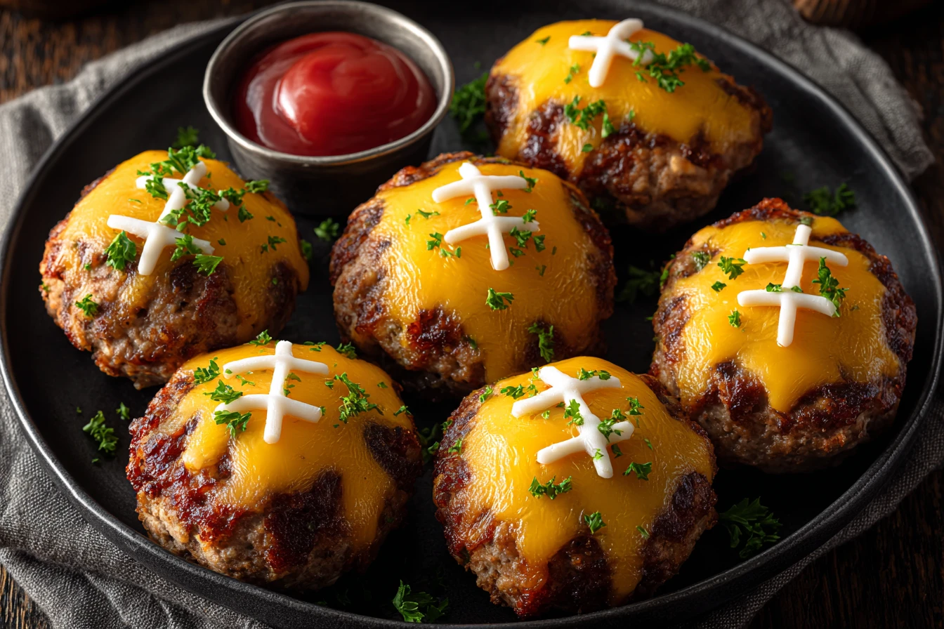 Game Day Football Meatloaf Recipes Mini Meatloaf Appetizers For Sports Fans Touchdown Themed Mini Meatloaves Easy Football...