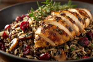 Savory Wild Rice Pilaf with Herbs and Cranberries