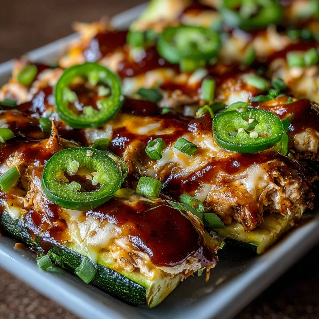 Sticky BBQ Chicken Zucchini Boats Recipe Healthy BBQ Chicken Stuffed Zucchini Easy BBQ Chicken Zucchini Boats Dinner Low C...