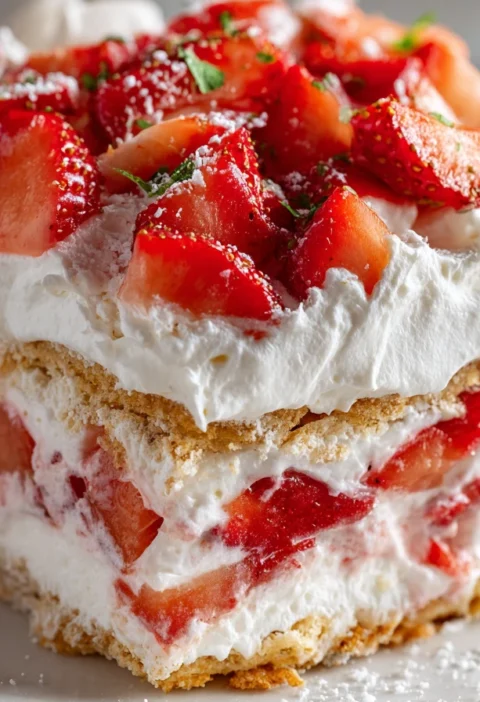 Strawberry Lasagna Dessert Recipe No-bake Strawberry Lasagna Tutorial Creamy Strawberry Lasagna How-to Fruity Layered Dess...