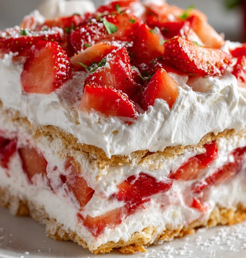 Strawberry Lasagna Dessert Recipe No-bake Strawberry Lasagna Tutorial Creamy Strawberry Lasagna How-to Fruity Layered Dess...