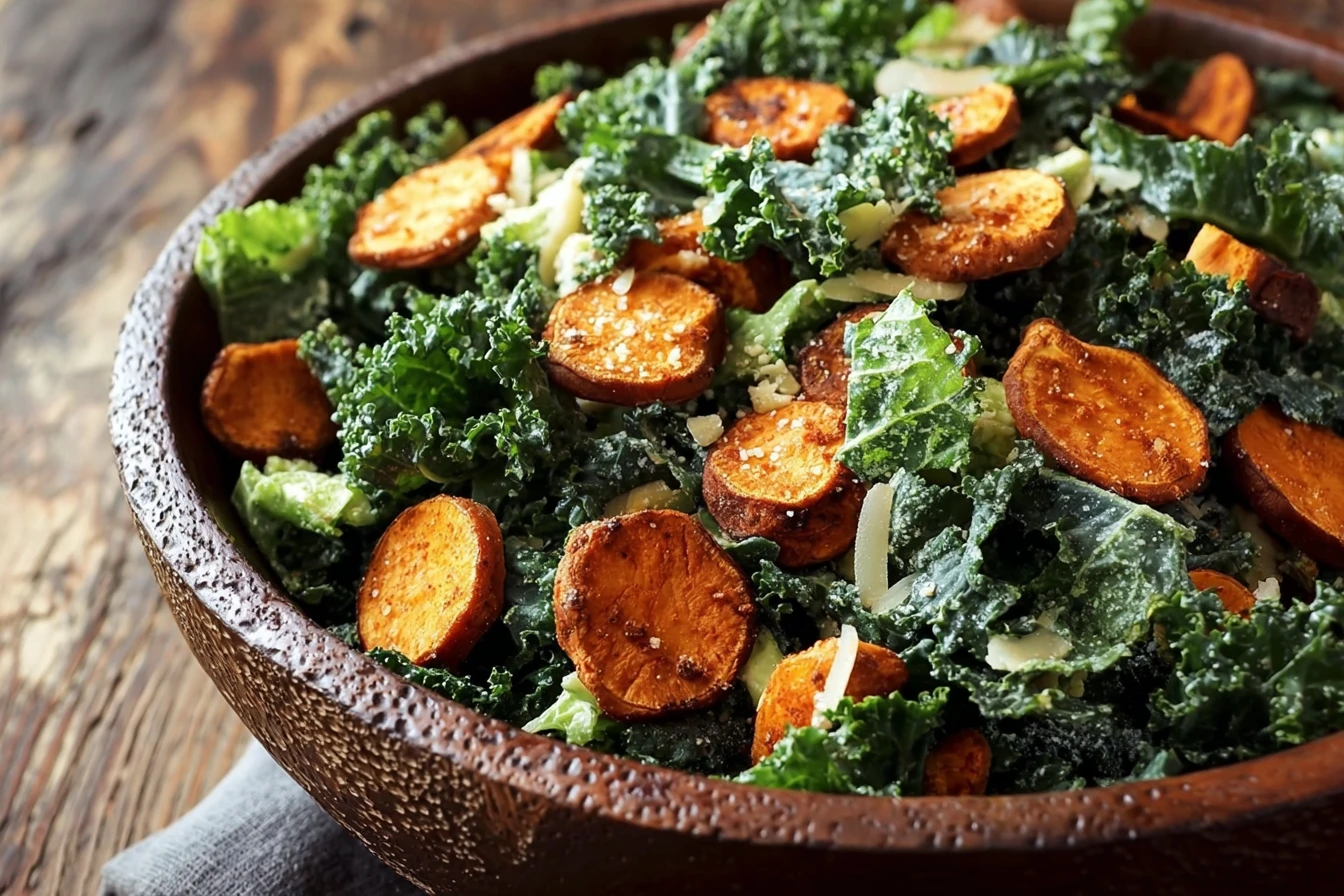 Sweet Potato Kale Caesar Salad