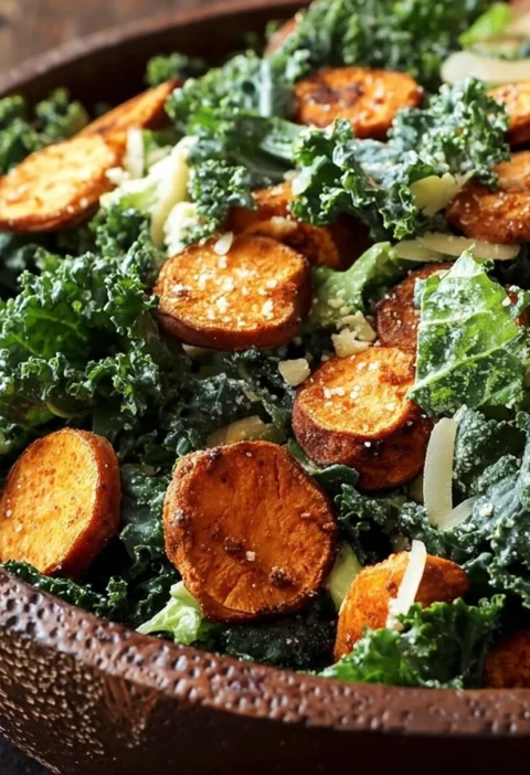 Sweet Potato Kale Caesar Salad Recipe Best Kale Caesar Salad With Sweet Potato Homemade Sweet Potato Kale Salad Healthy Sw...