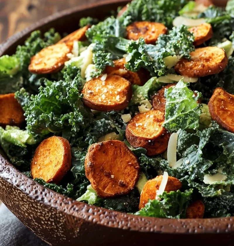 Sweet Potato Kale Caesar Salad Recipe Best Kale Caesar Salad With Sweet Potato Homemade Sweet Potato Kale Salad Healthy Sw...