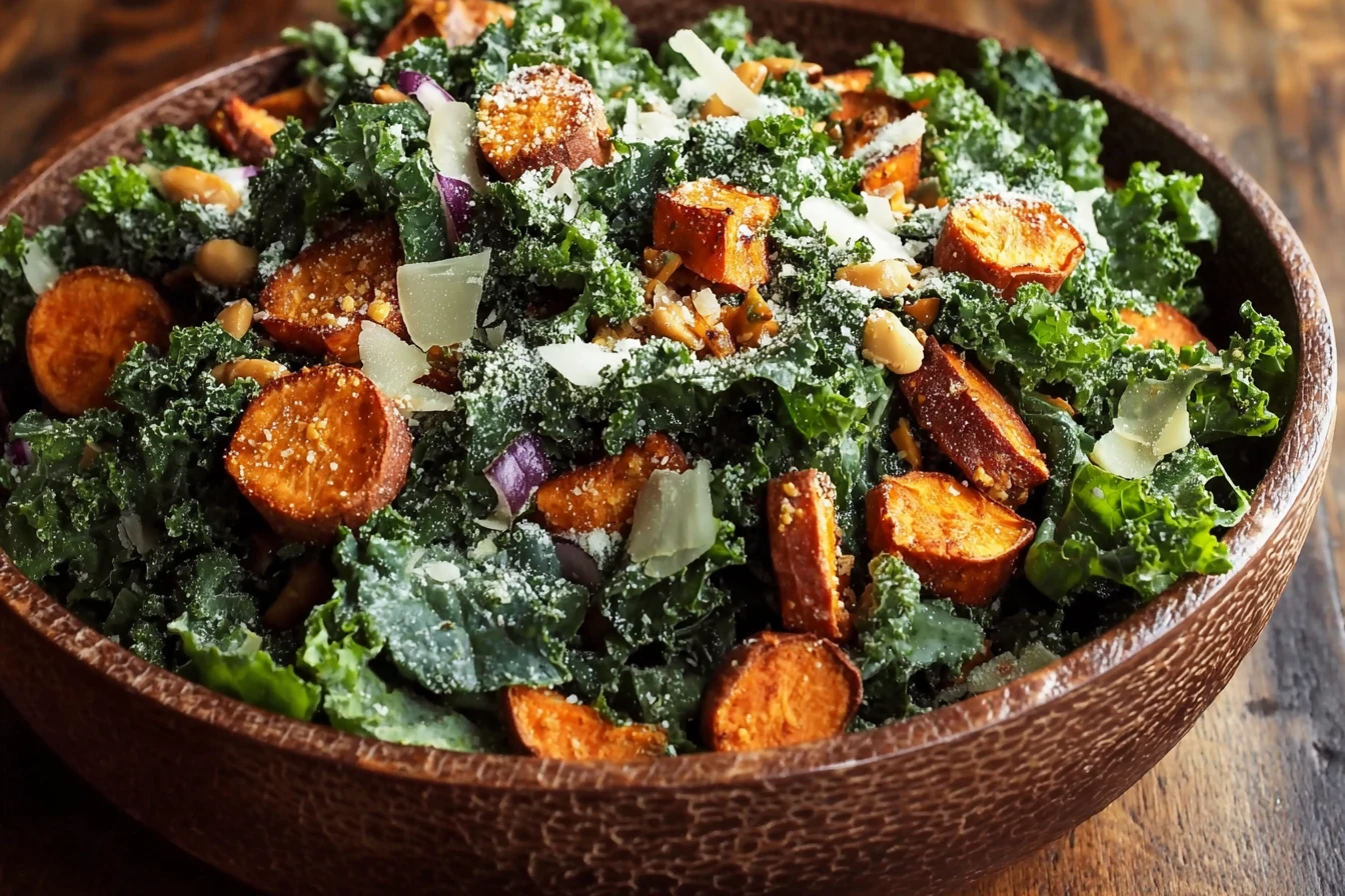 Sweet Potato Kale Caesar Salad Recipe Best Kale Caesar Salad With Sweet Potato Homemade Sweet Potato Kale Salad Healthy Sw...