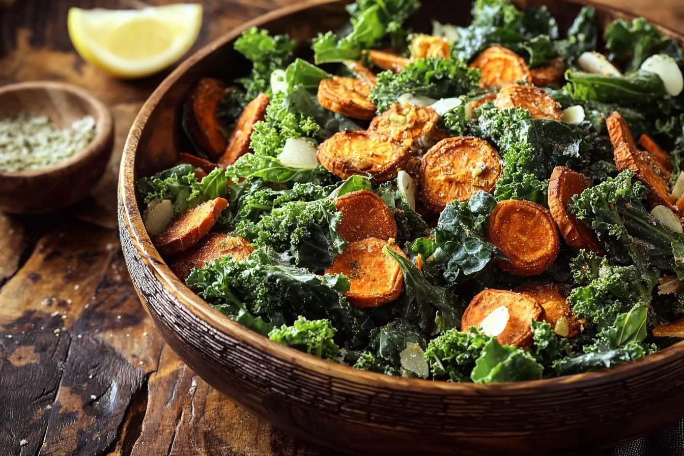 Sweet Potato Kale Caesar Salad Recipe Best Kale Caesar Salad With Sweet Potato Homemade Sweet Potato Kale Salad Healthy Sw...