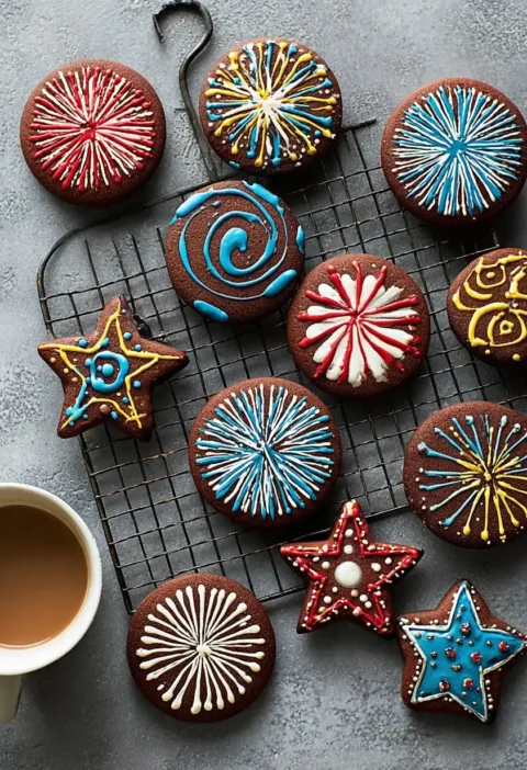 Cookies Bonfire Night Autumnal Spiced Biscuits Firework Designs Bonfire Night