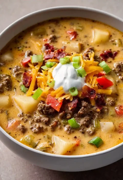 Easy Cheeseburger Soup Recipe Best Cheeseburger Soup Slow Cooker Healthy Cheeseburger Soup With Veggies Low Carb Cheesebur...