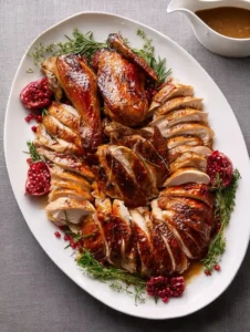 Pomegranate-Glazed Turkey With Brown Butter Gravy