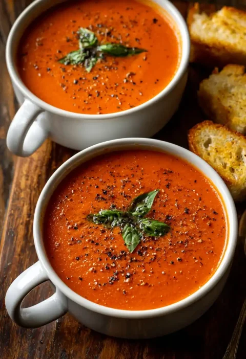 Best Rich And Creamy Tomato Basil Soup Recipe Homemade Creamy Tomato Basil Soup Rich Tomato Basil Soup With Fresh Tomatoes...