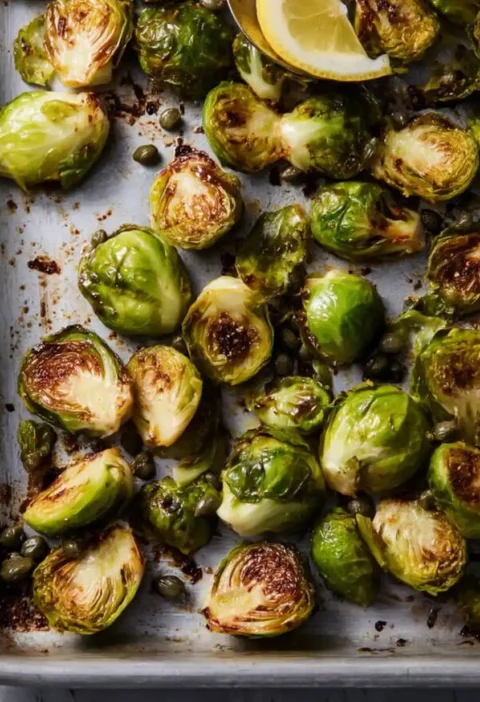 Roasted Lemon Caper Brussels Sprouts Recipe Best Roasted Brussels Sprouts With Lemon And Capers How To Make Lemon Caper Br...