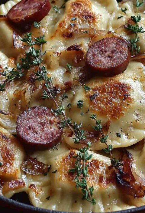 Best Savory Pierogies Kielbasa Recipe Easy Kielbasa And Pierogies Skillet Homemade Pierogies With Caramelized Onions Healt...