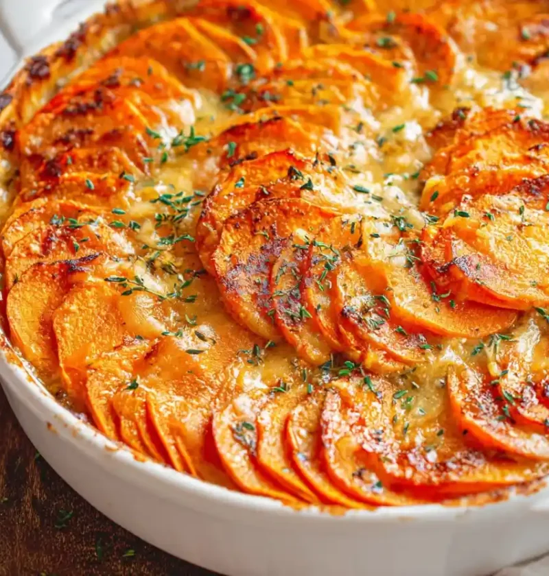 Easy Scalloped Sweet Potatoes Recipe Healthy Scalloped Sweet Potatoes Vegan Scalloped Sweet Potatoes Keto Friendly Scallop...