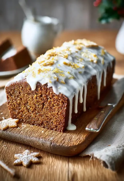 Vegan Ginger Loaf Cake Autumn Spiced Iced Treat Ginger Loaf