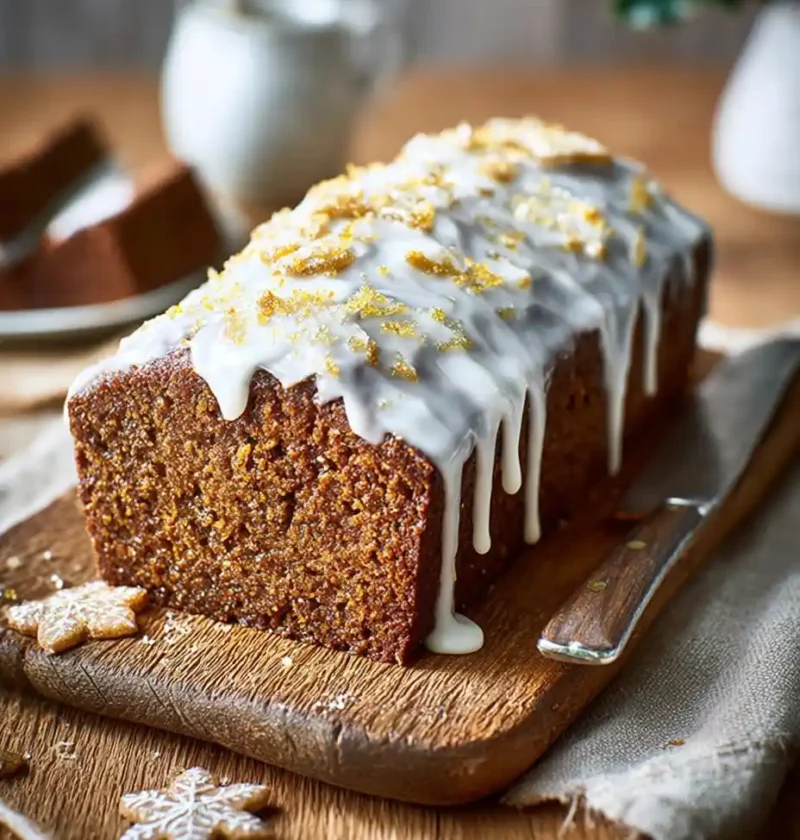 Vegan Ginger Loaf Cake Autumn Spiced Iced Treat Ginger Loaf