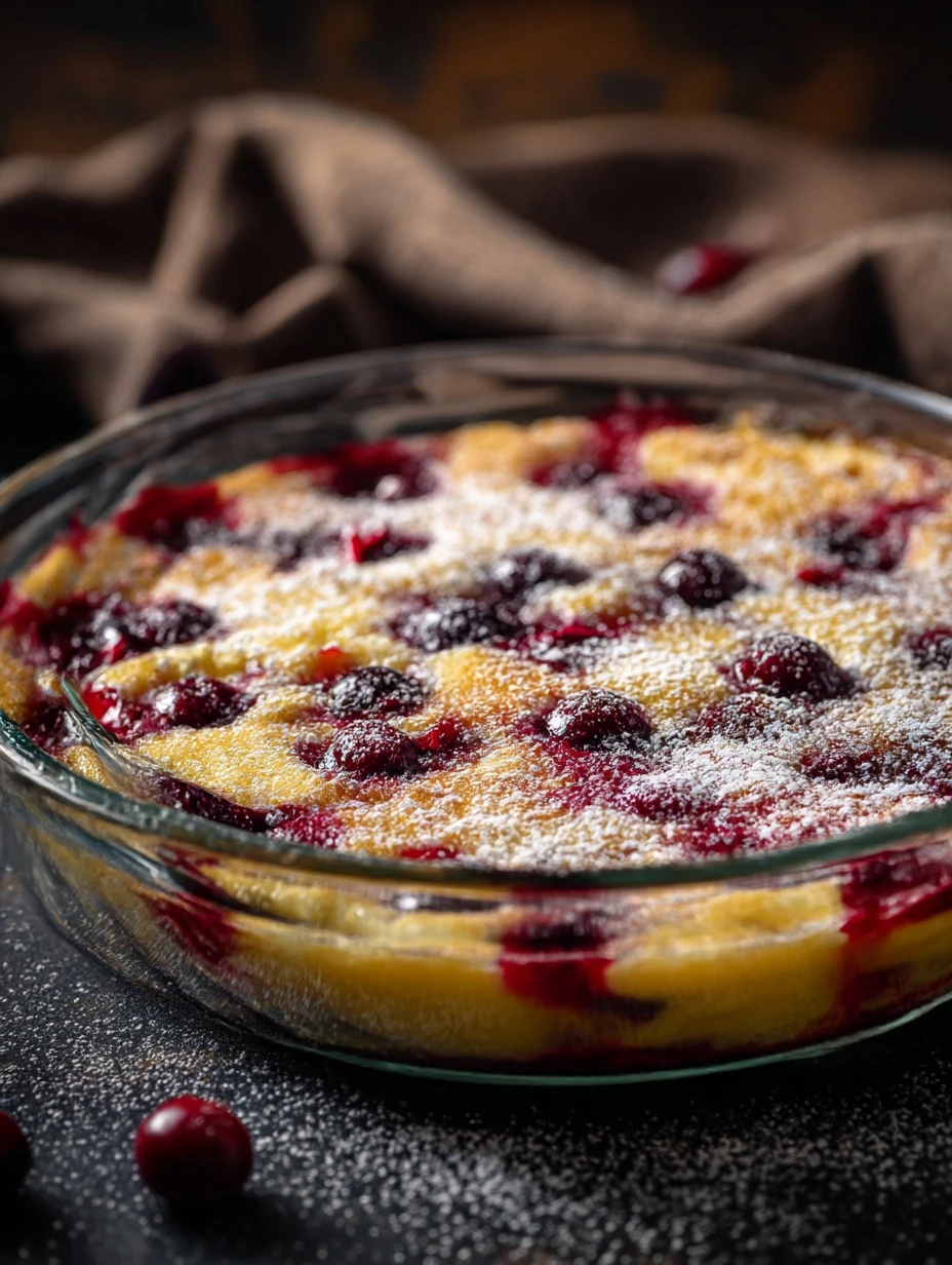 Baked Lemon Pudding With Blueberry Jam
