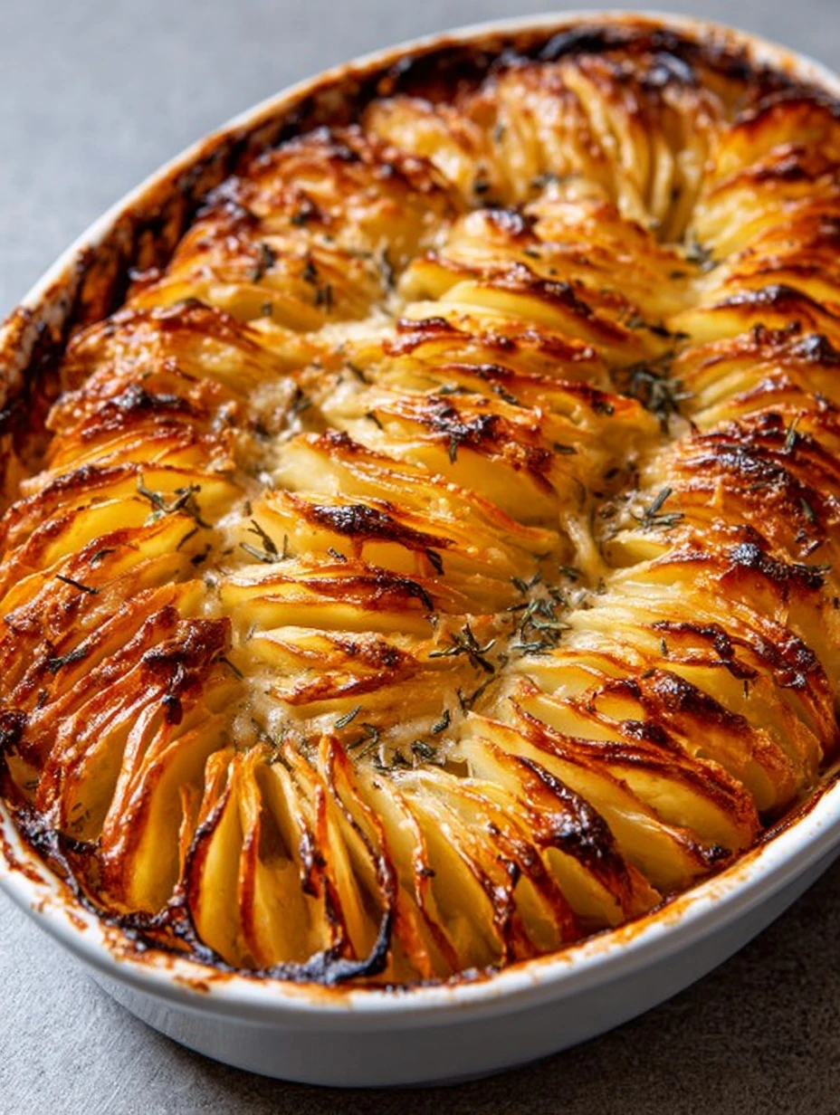 Cheesy Hasselback Potato Gratin