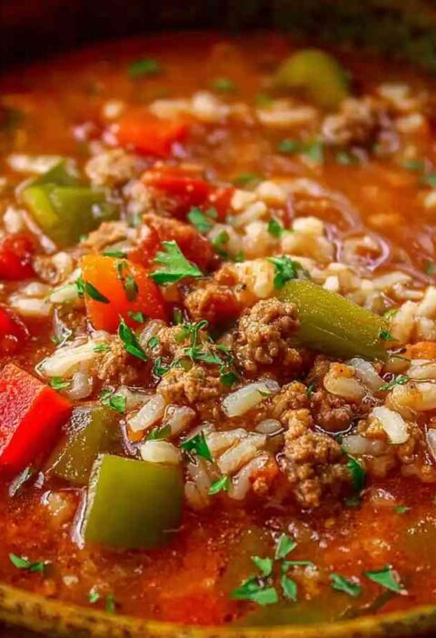Hearty Stuffed Bell Pepper Soup Recipe Ground Turkey Stuffed Pepper Soup Low Carb Bell Pepper Turkey Soup Easy Ground Turk...