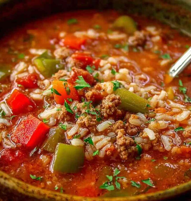 Hearty Stuffed Bell Pepper Soup Recipe Ground Turkey Stuffed Pepper Soup Low Carb Bell Pepper Turkey Soup Easy Ground Turk...