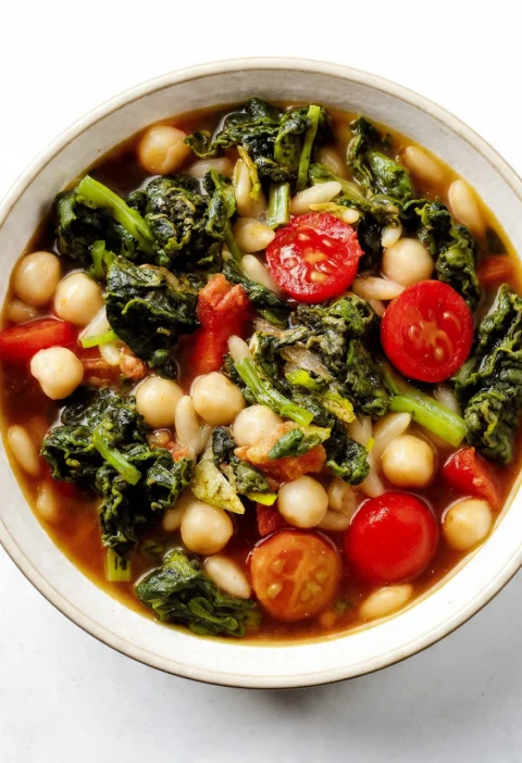 Chickpea Stew Orzo Mustard Greens