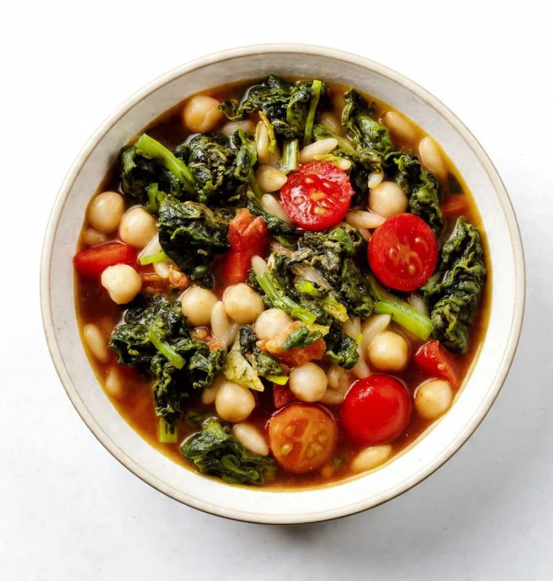 Chickpea Stew Orzo Mustard Greens
