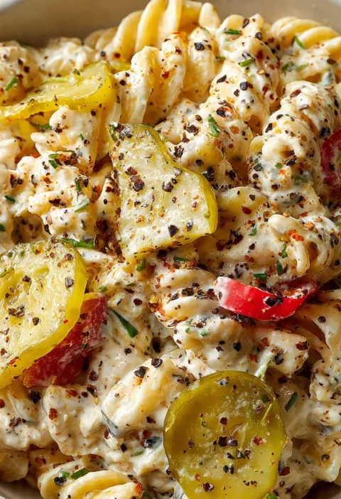 Cold Creamy Dill Pickle Pasta Salad Summers Viral