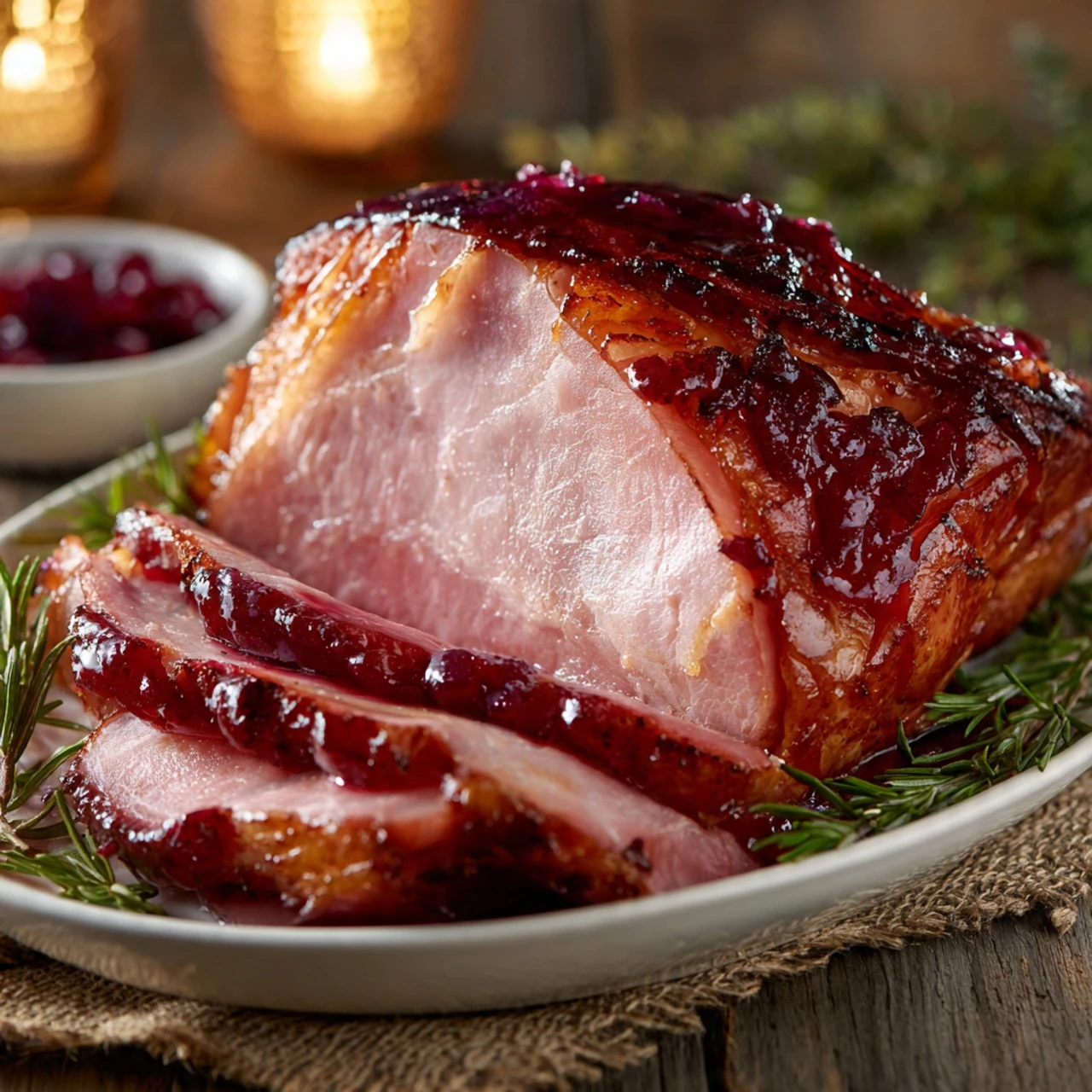 Cranberry Dijon Glazed Ham