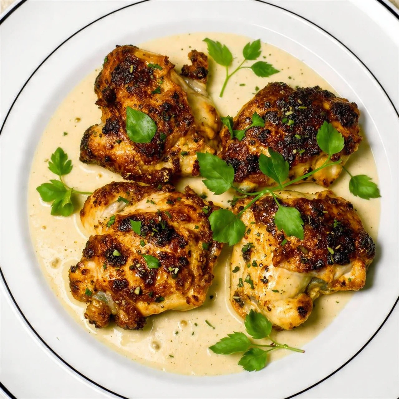 Creamy Garlic Chicken Thighs Recipe