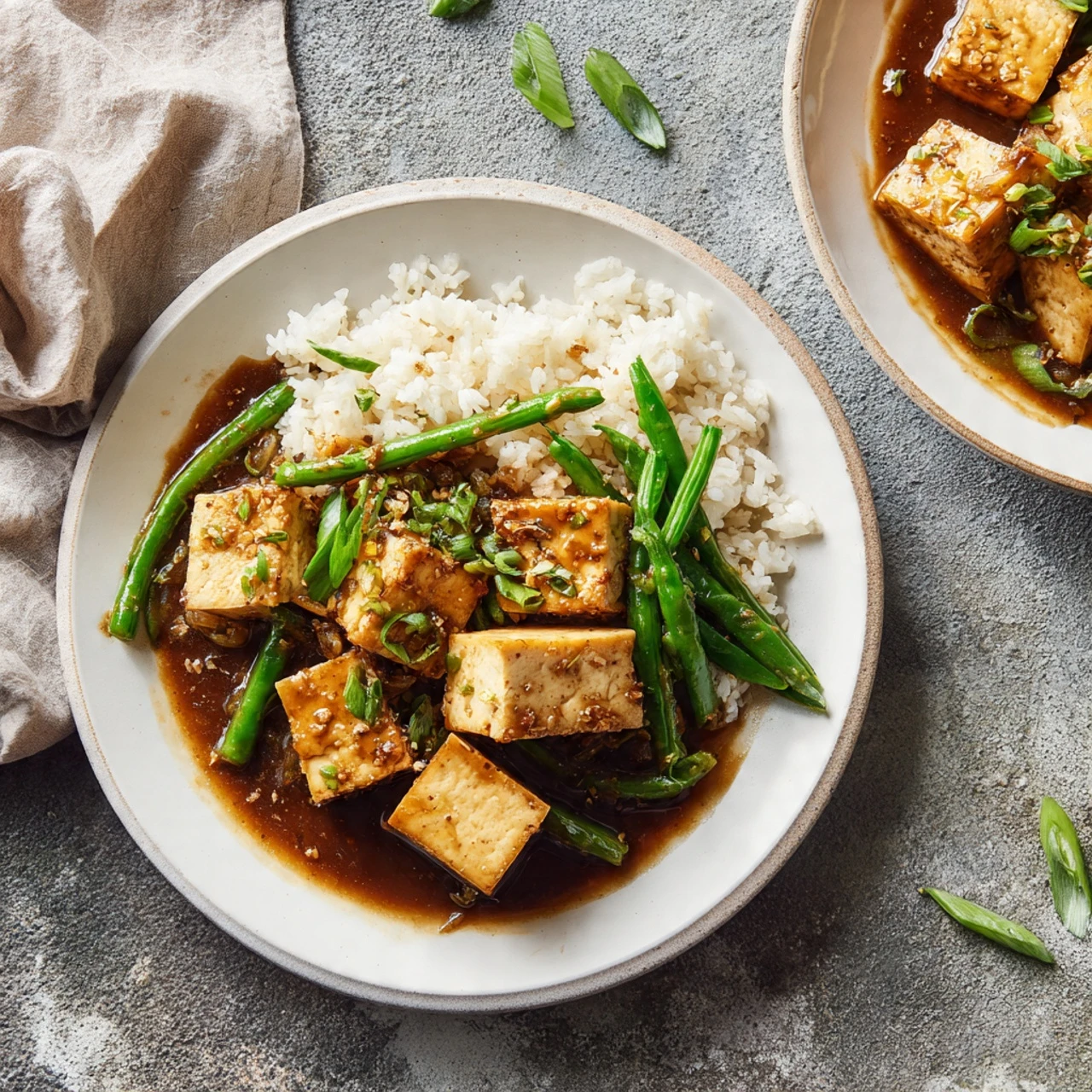 Crispy Tofu Cashews Blistered Snap Peas