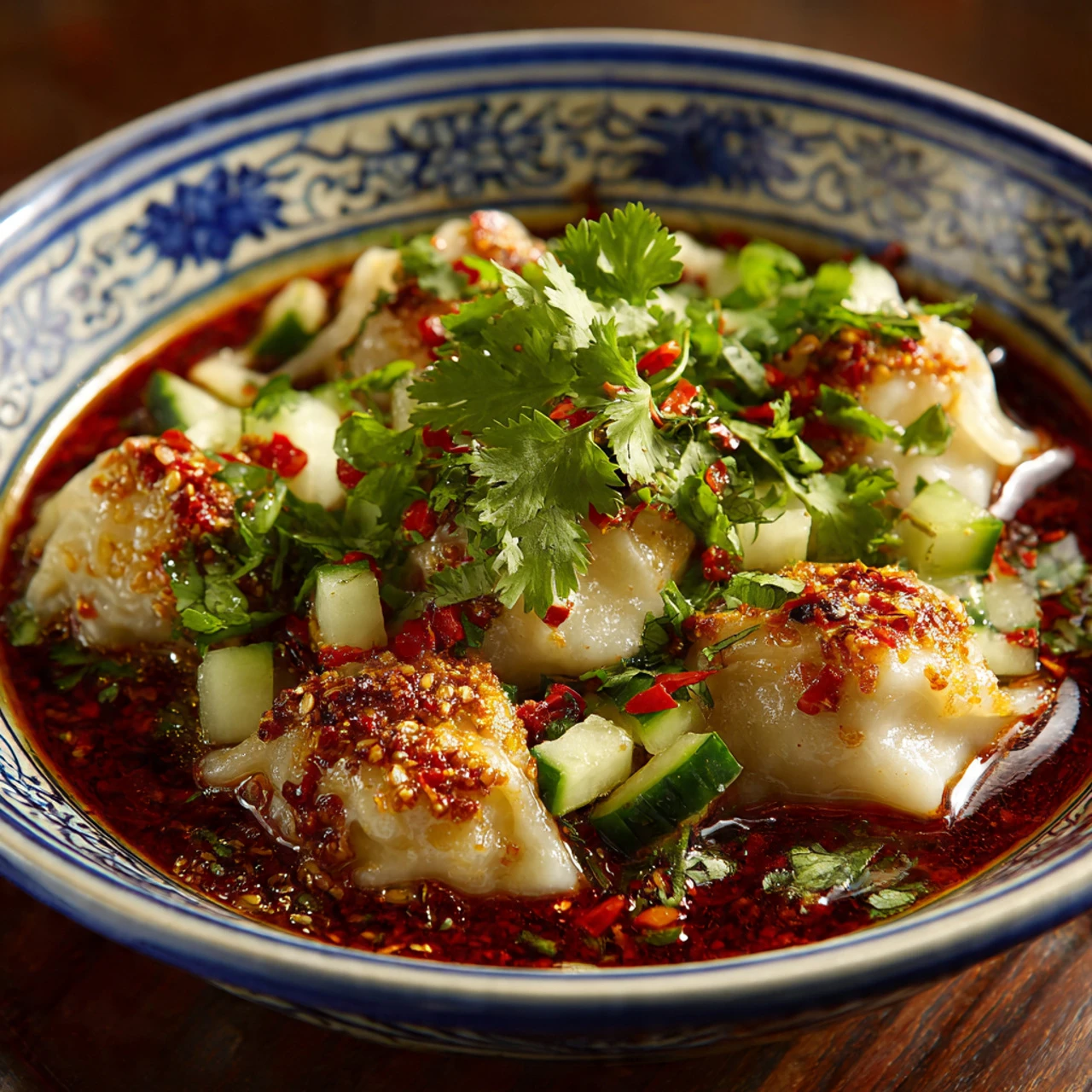 Dumpling Smashed Cucumber Salad Peanut Sauce