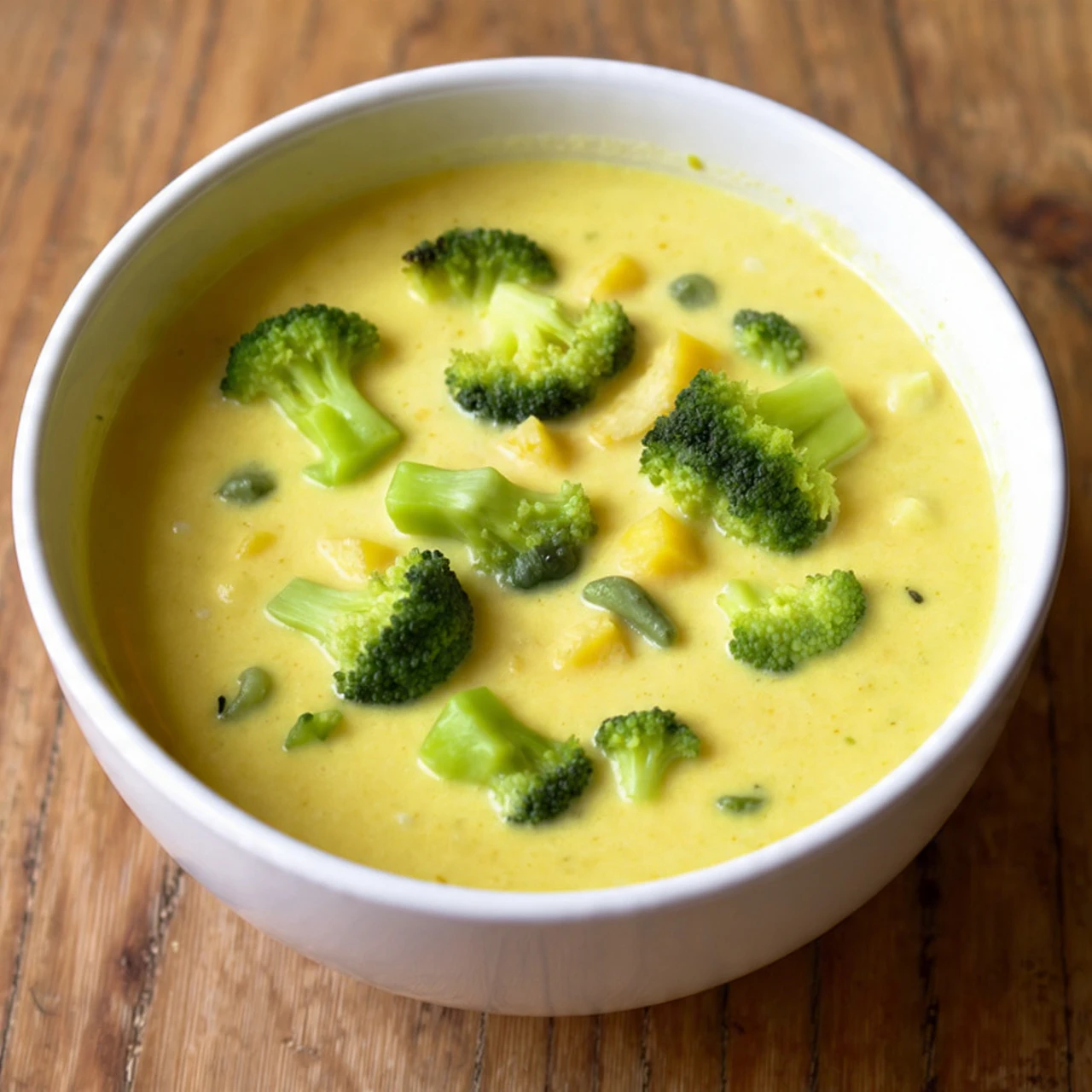 Simple Broccoli Cheddar and Rice Soup