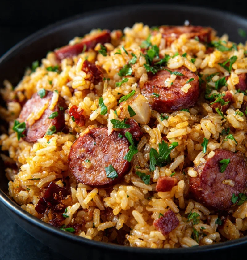 Easy Cajun Sausage Rice Skillet Recipe One-pan Cajun Sausage Dinner Quick Cajun Sausage And Rice Meal Best Skillet Recipes...