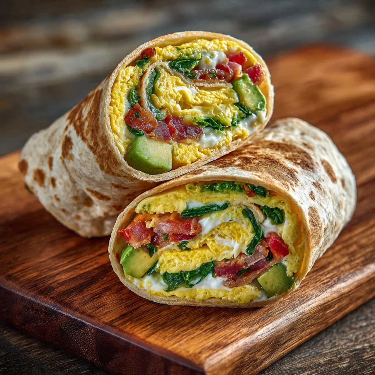 Egg Turkey Bacon Wrap Avocado Spinach Highprotein Breakfast