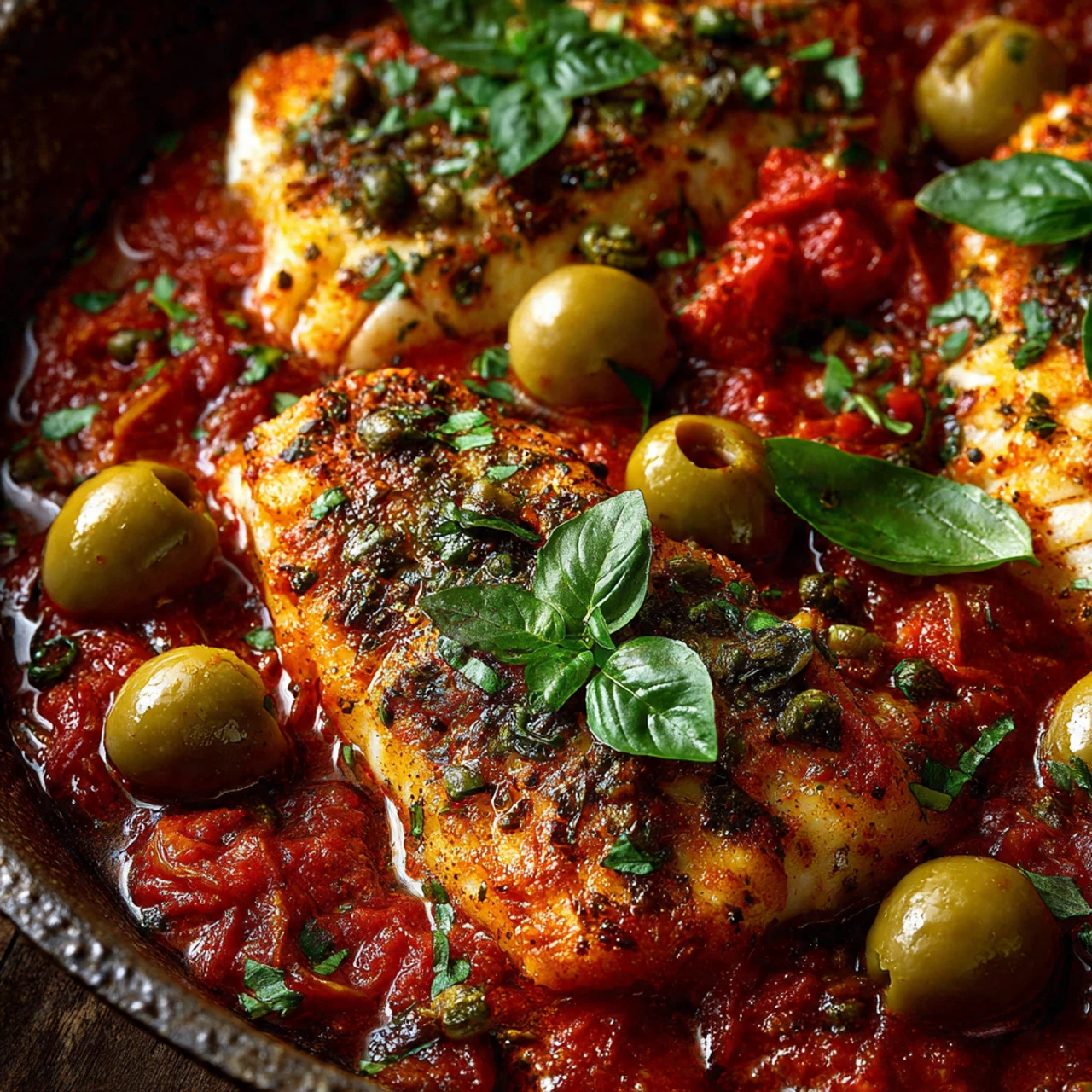 Flaky Fish Puttanesca