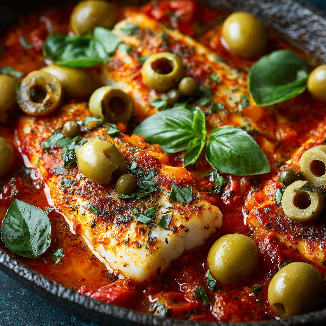 Flaky Fish Puttanesca