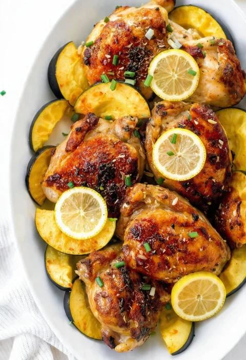 Lemon Garlic Roast Chicken Recipe Easy Lemon Garlic Chicken With Squash Best Roast Chicken With Lemon And Garlic Healthy G...