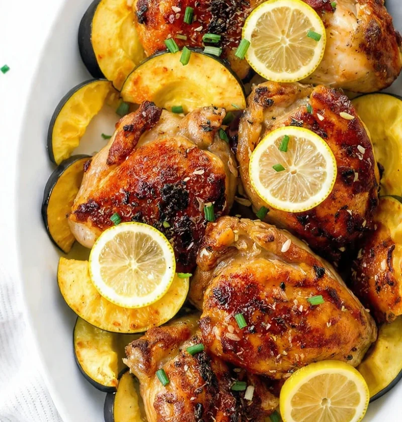 Lemon Garlic Roast Chicken Recipe Easy Lemon Garlic Chicken With Squash Best Roast Chicken With Lemon And Garlic Healthy G...