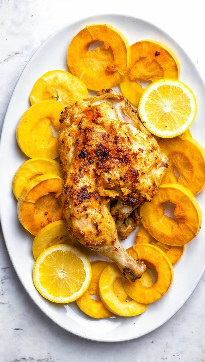 Lemon Garlic Roast Chicken Recipe Easy Lemon Garlic Chicken With Squash Best Roast Chicken With Lemon And Garlic Healthy G...