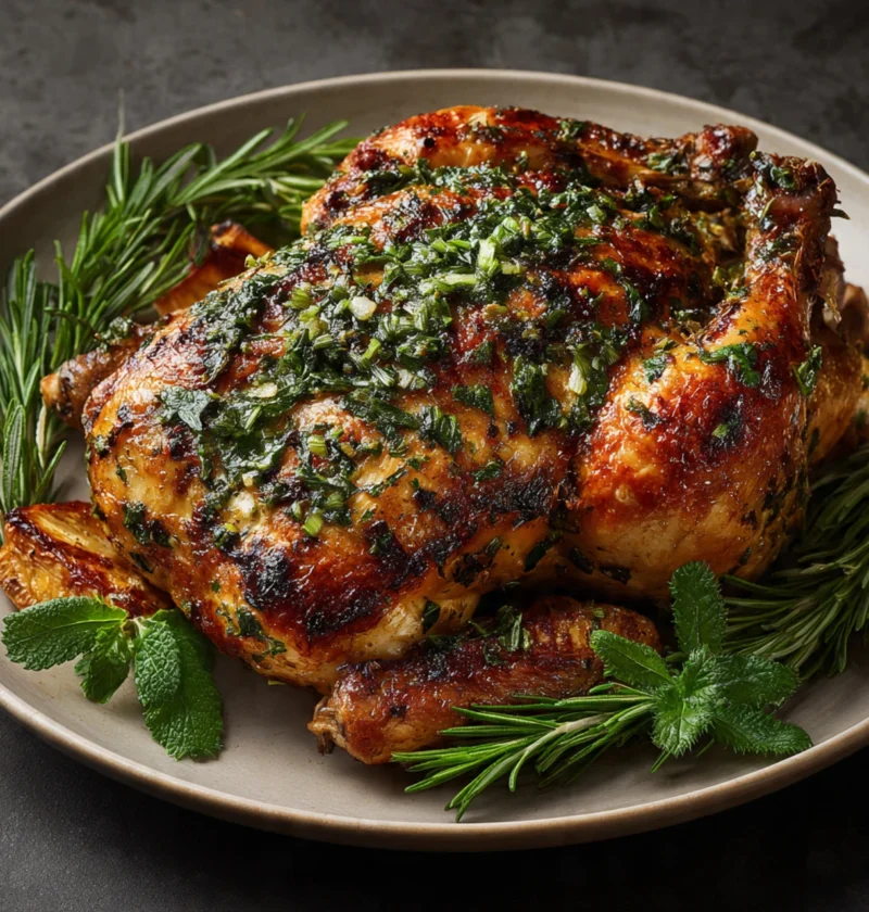 Lemongarlic Roasted Chicken Spring Herbs Bright Flavor Big