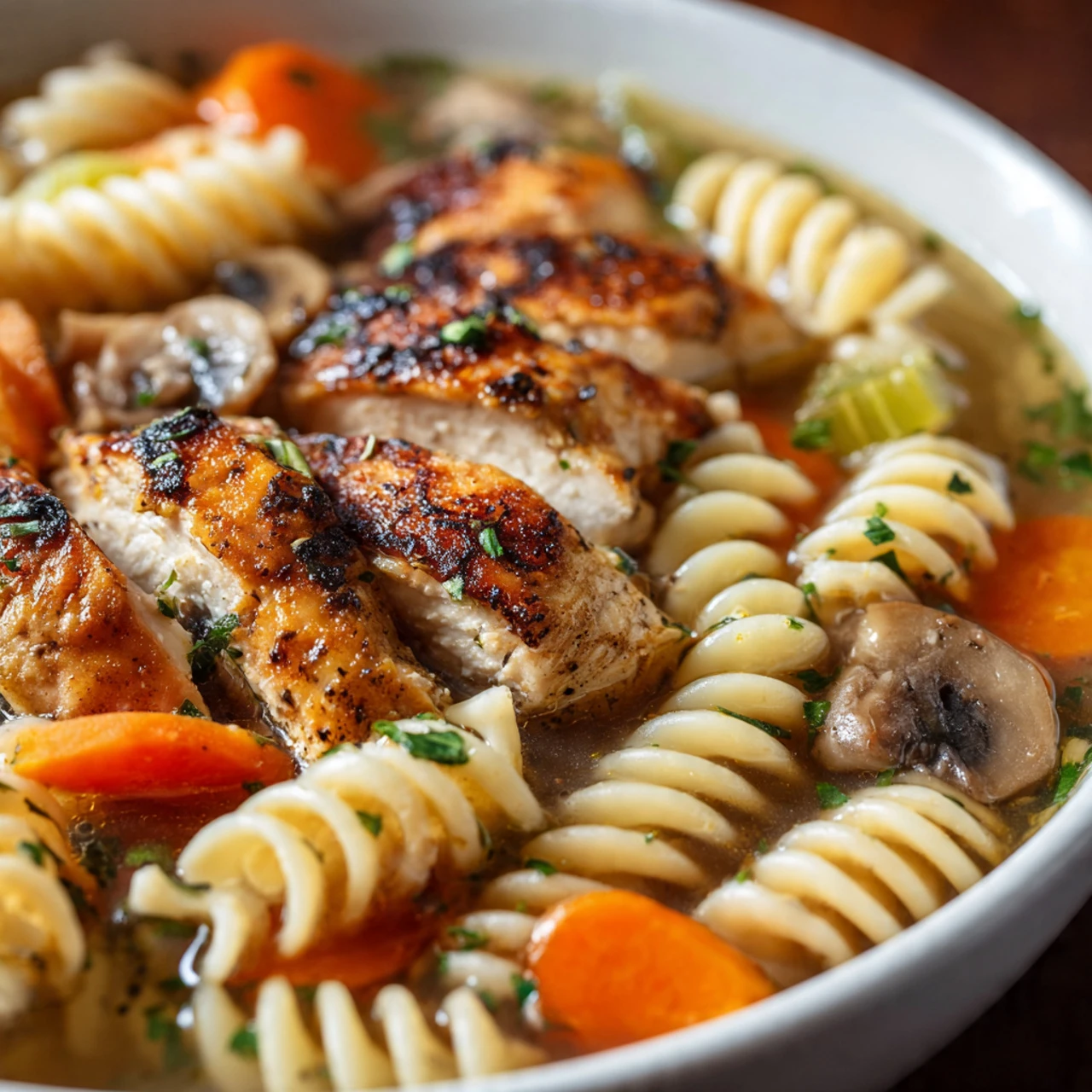 Lemon Herb Chicken Mushroom Soup: Cozy Comfort in a Bowl
