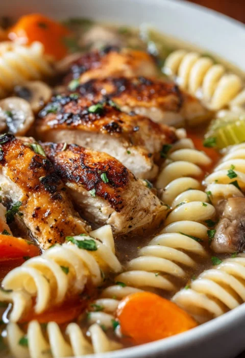 Lemon Herb Chicken Mushroom Soup Recipe Easy Lemon Herb Chicken Soup Homemade Chicken Mushroom Soup Cozy Lemon Chicken Sou...