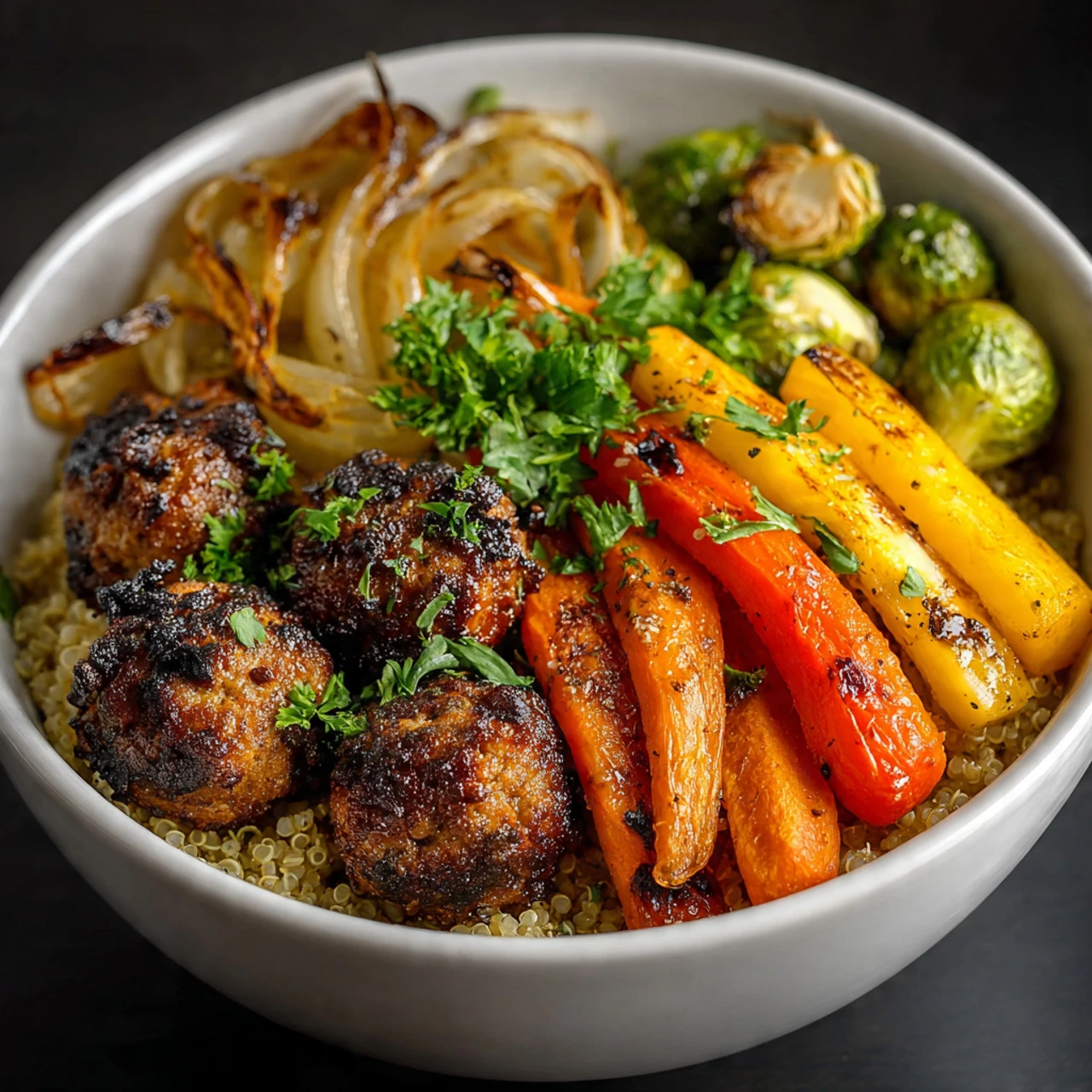 Quinoa Bowl with Apple Chicken Sausage & Roasted Veggies : Easy, Nourishing & Full of Flavor