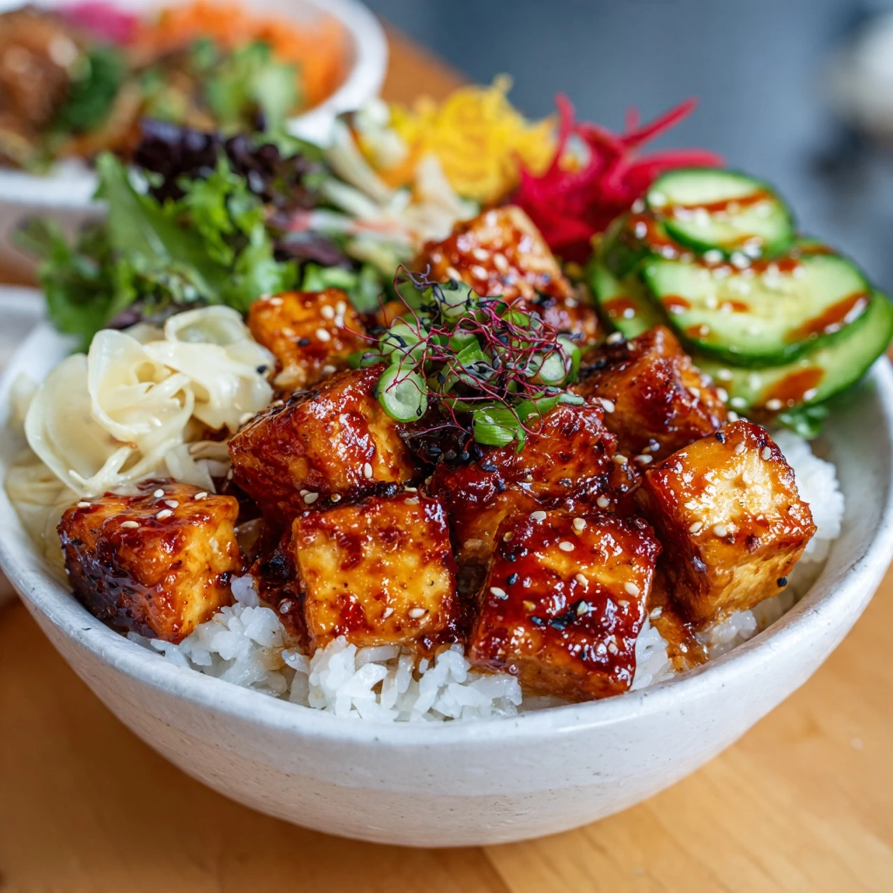 Spicy Salmon Rice Bowl Creamy Sesame Mayo Sauce