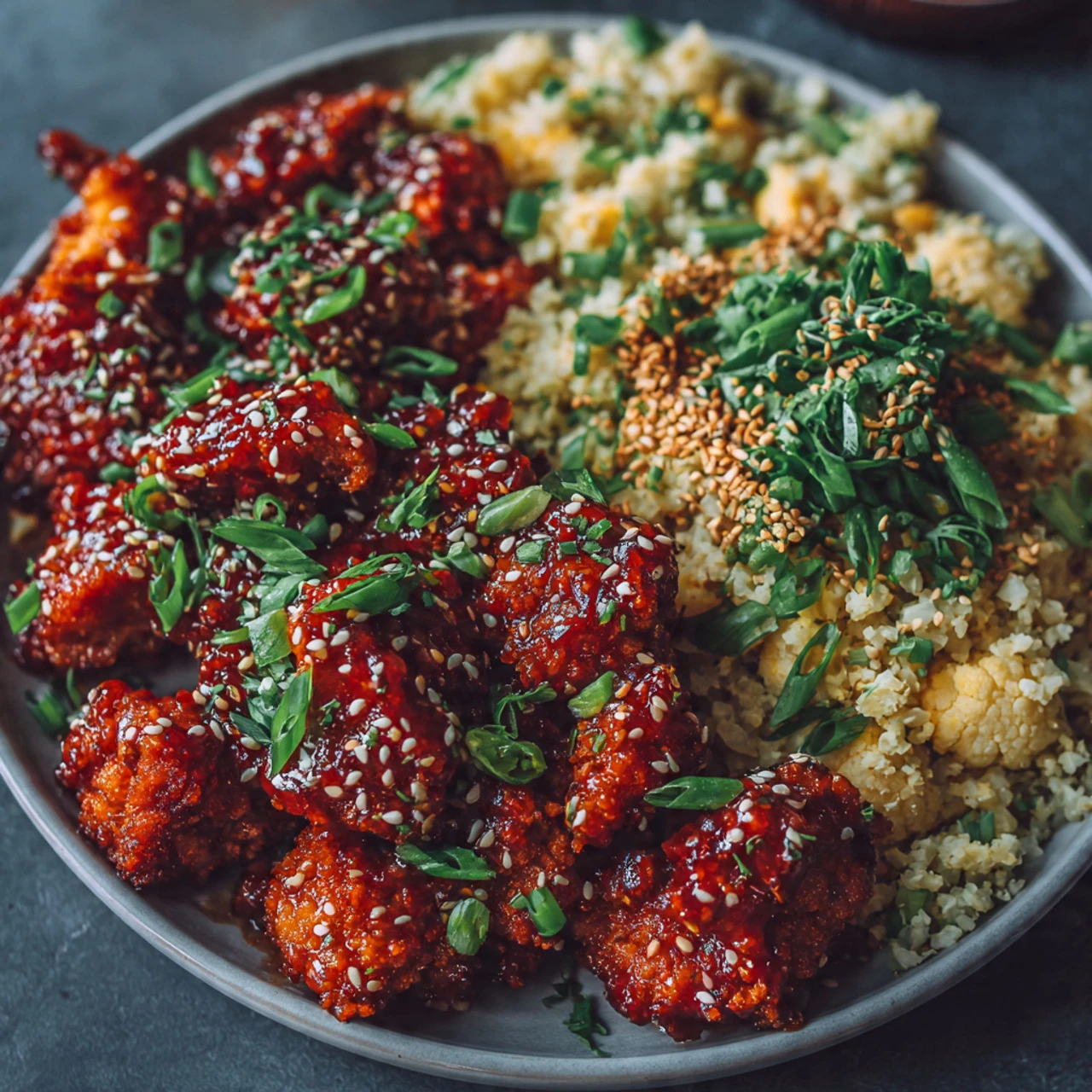 Sriracha Chicken with Cauliflower Fried Rice : Spicy, Low-Carb Meal Prep Done Right