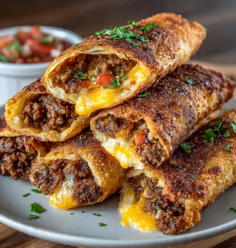 Taco Egg Rolls Recipe Crispy Cheesy Texmex Fusion
