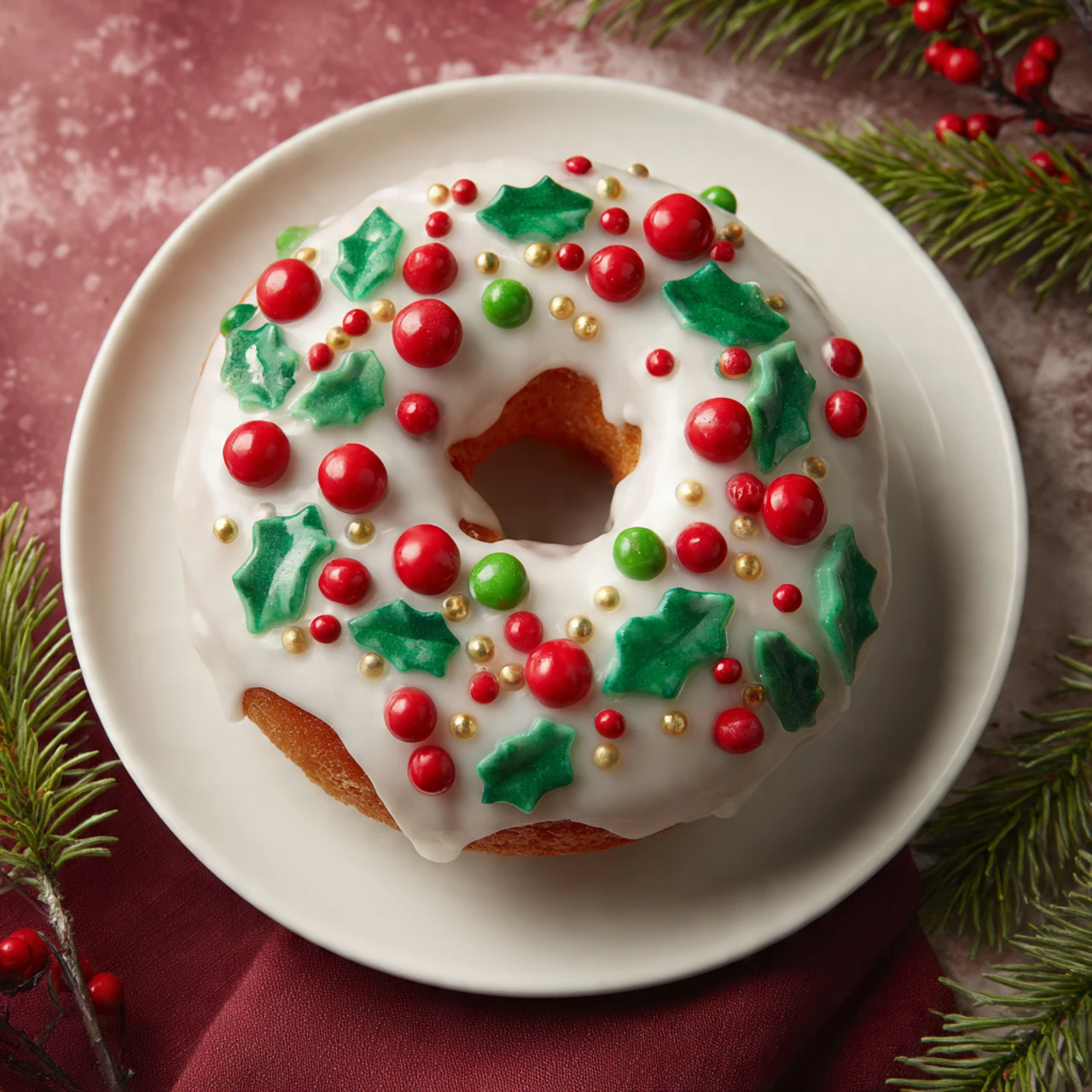 Vegan Christmas Wreath Doughnut Recipe Buy Vegan Christmas Doughnuts Online Organic Vegan Christmas Wreath Doughnuts Glute...